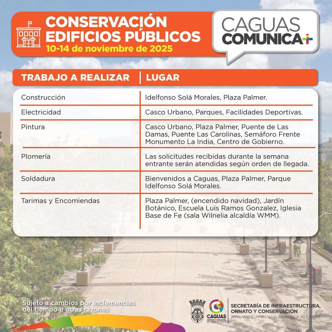 Caguas Comunica 10 al 14 de nov 2025 Conservacion