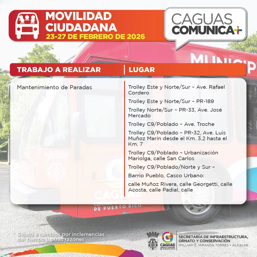 Calendario Obras Publicas del 23 al 27 de febrero Movilidad