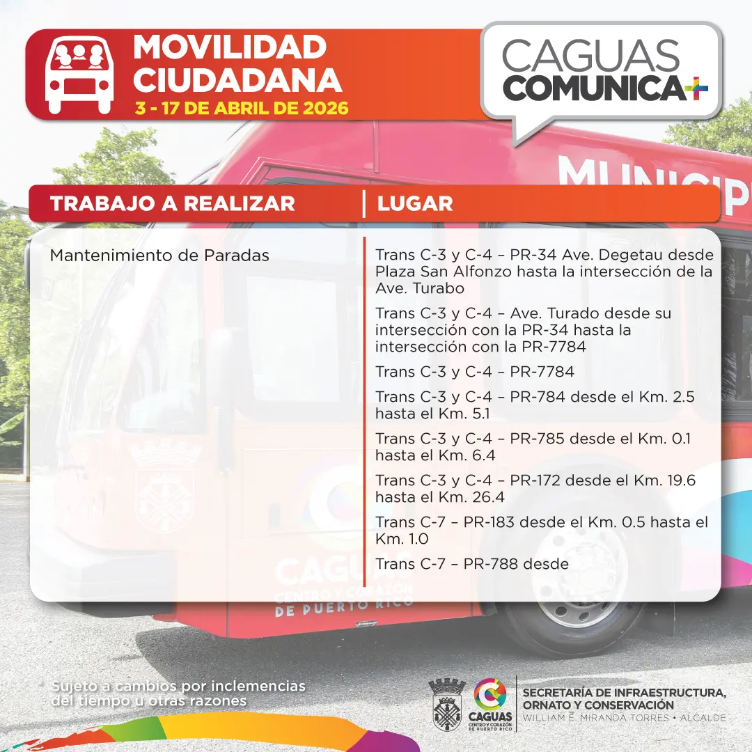 Calendario de Obras Públicas 13 al 17 de abril2026 Movilidad