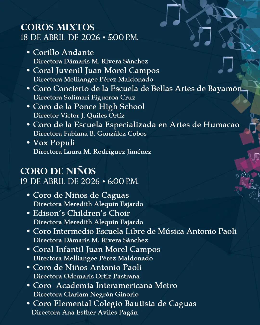 Programa 6to Convivio Coral Criollook