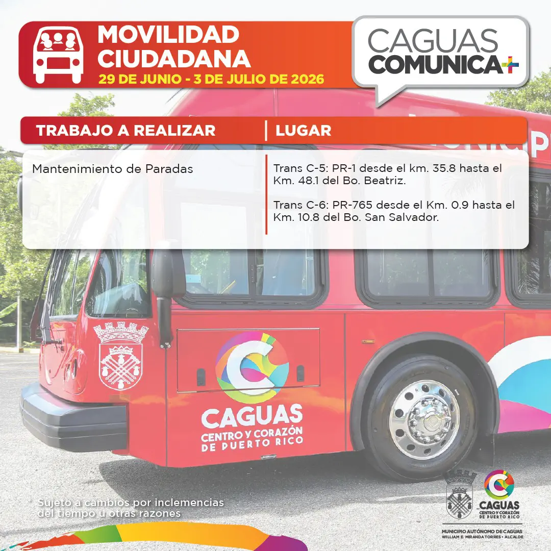 Movilidad Calendario de Obras Públicas del 29 de junio al 03 de julio 2026