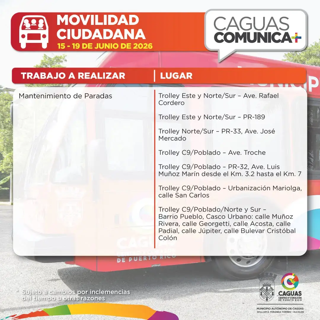 Movilidad CalendariodeObrasPúblicas 15 al 19 dejunio2026